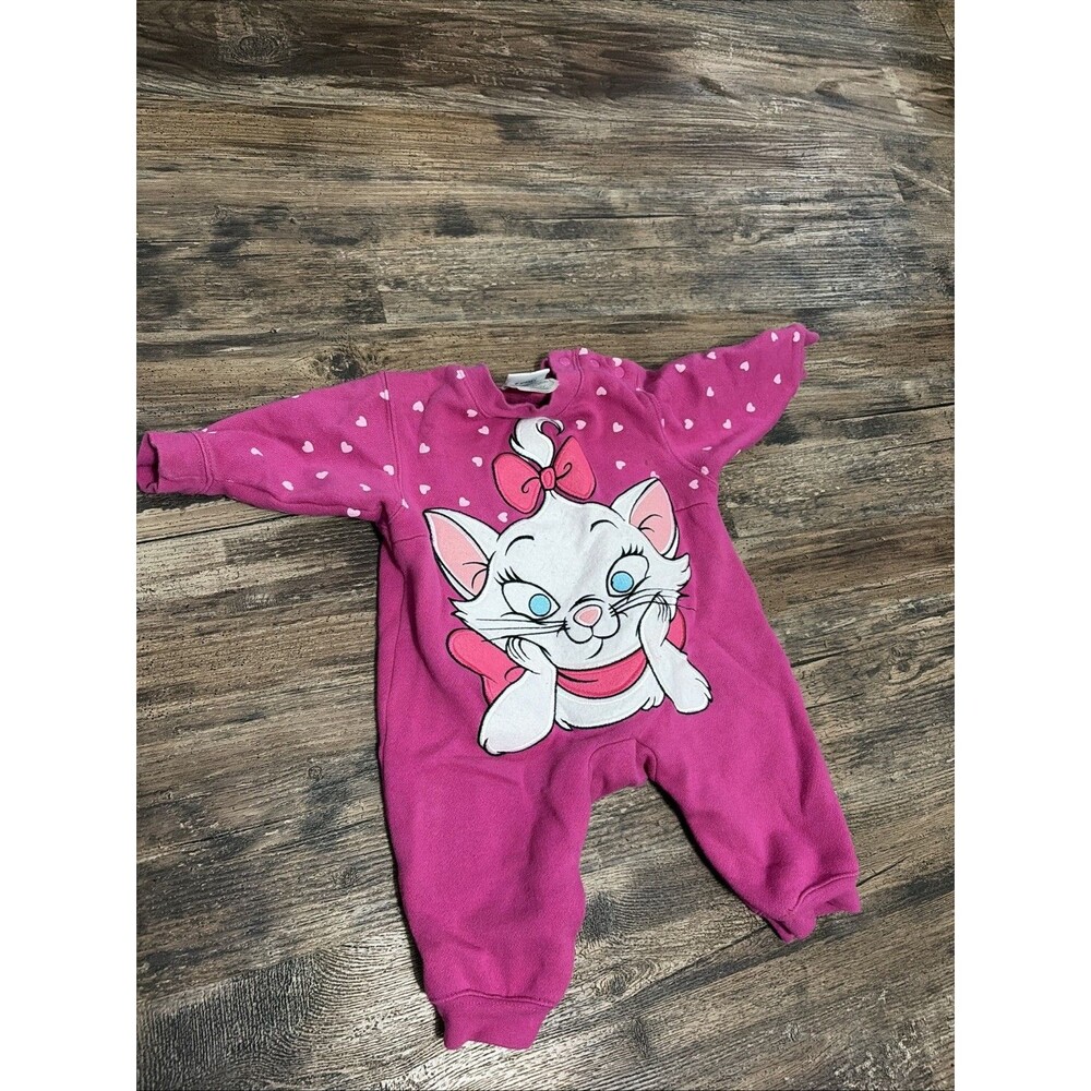 Disney Catalog Marie Aristocats, Pink Hearts Romper Embroidered 6 Month